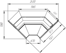 Витрины "Айс-Ув" угол внутренний вынос