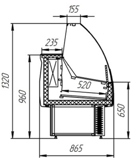 Витрины "Оптима ЛЮКС-М" -18-15 (без подтоварника) 