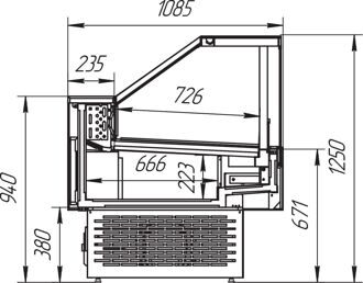 Витрины "Айс КУБ-СП" +1+6 с подтоварником вынос