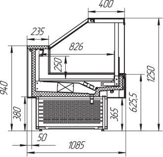 Витрины "Айс КУБ-С в" +1+6 вентилируемые вынос
